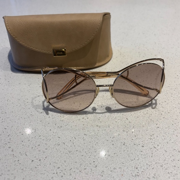 Authentic Chloe Jackson Oversized Gold Round Women Designer Sunglasses CE124S - Picture 4 of 6